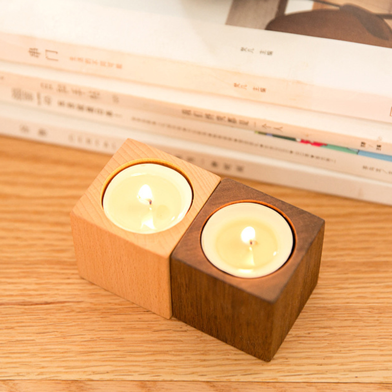 Candle supplier wholesale customized wooden candle holder with different sizes and colors for home decor